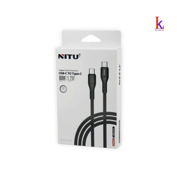 کابل تایپ سی به تایپ سی 60وات (Type-c to Type-c 60W) مدل NC141 NITU