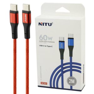 کابل تایپ سی به تایپ سی 2متر فست شارژ Nitu NC201 Type-C to Type-C 60W 2m